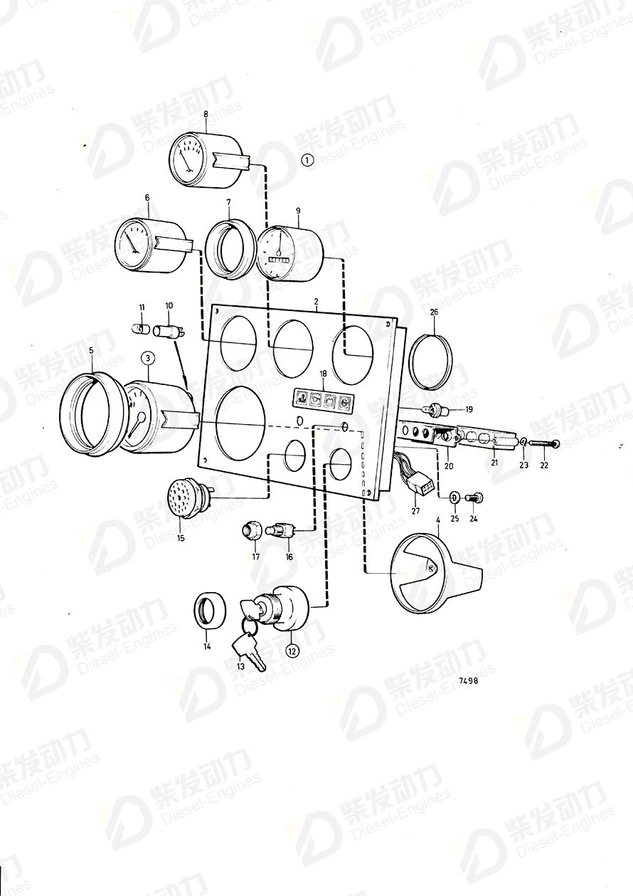 VOLVO Instrument Panel 848071 Drawing